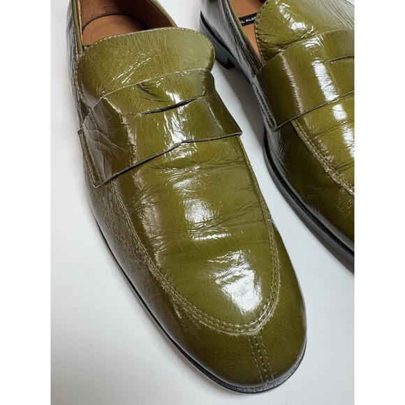 Angel Alarcon Patent Leather Square-Toe Flats moccasins OLIVE  Size 41/10 - Picture 4 of 15